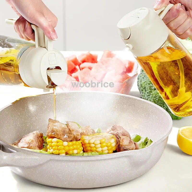 Olive Oil Spray Bottle for Oil Bottle Pouring for Cooking Oil Spices Camping Dispenser with Automatic Lid Spice Shaker