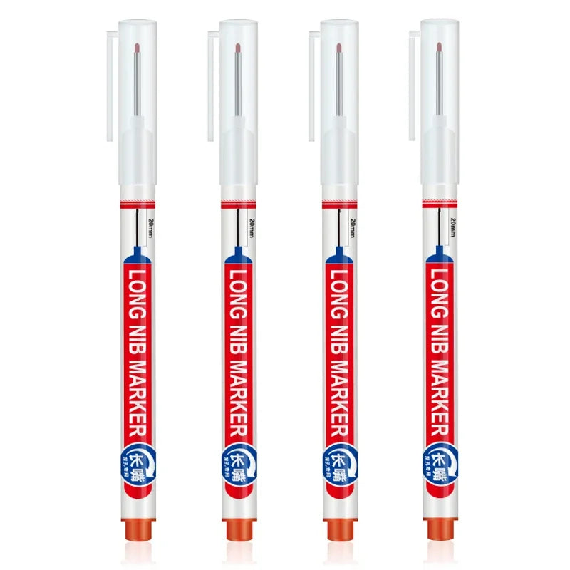 4Pcs/Set 20mm Deep Hole Long Nib Head Markers For Metal Perforating Pen Waterproof Bathroom Woodworking Decoration Multi-Purpose