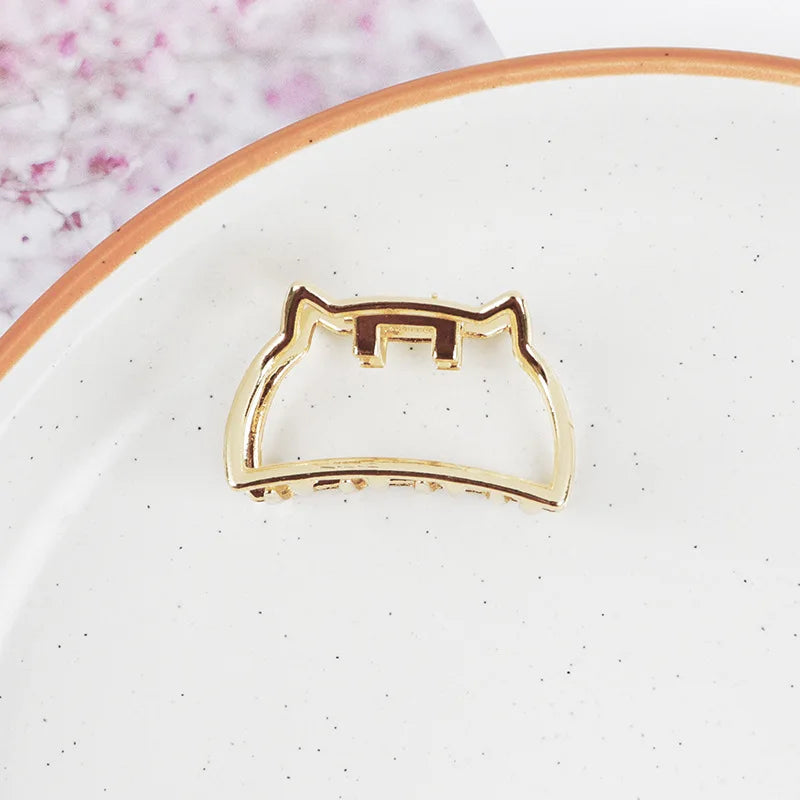 Small Minimalist Hair Claw Clips Metallic Gold Hollow Out Geometric Ponytail Holder Clamp Seashell Heart Bowknot Barretteses