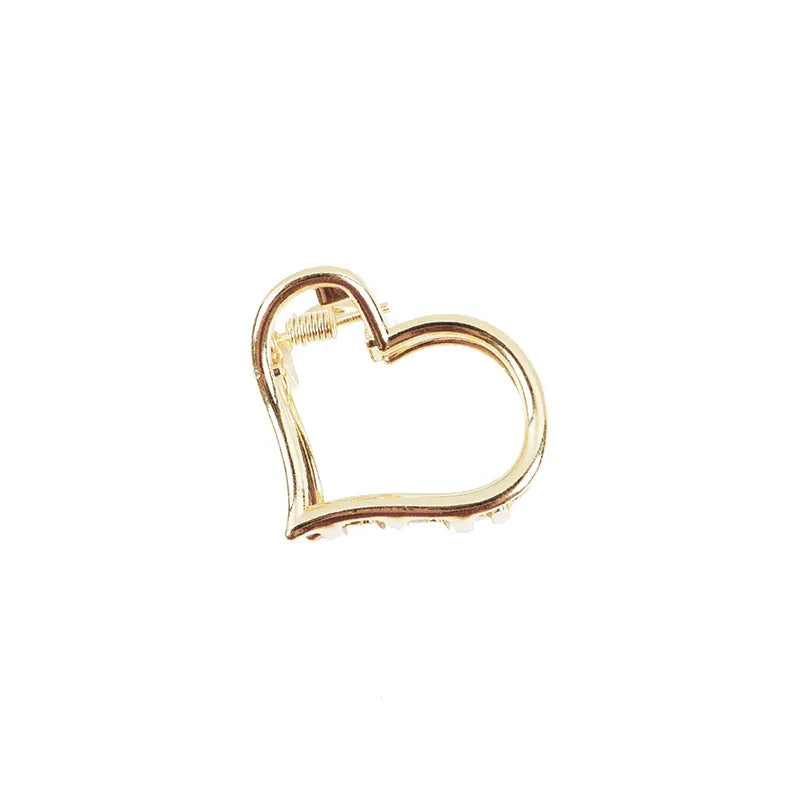 Small Minimalist Hair Claw Clips Metallic Gold Hollow Out Geometric Ponytail Holder Clamp Seashell Heart Bowknot Barretteses