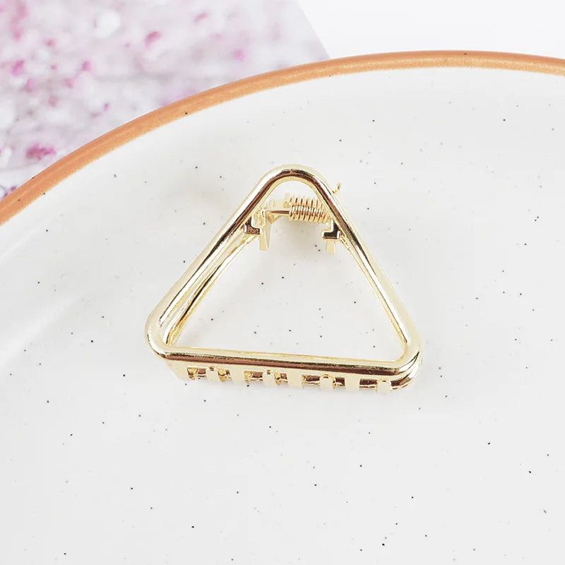 Small Minimalist Hair Claw Clips Metallic Gold Hollow Out Geometric Ponytail Holder Clamp Seashell Heart Bowknot Barretteses