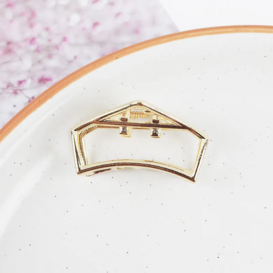 Small Minimalist Hair Claw Clips Metallic Gold Hollow Out Geometric Ponytail Holder Clamp Seashell Heart Bowknot Barretteses