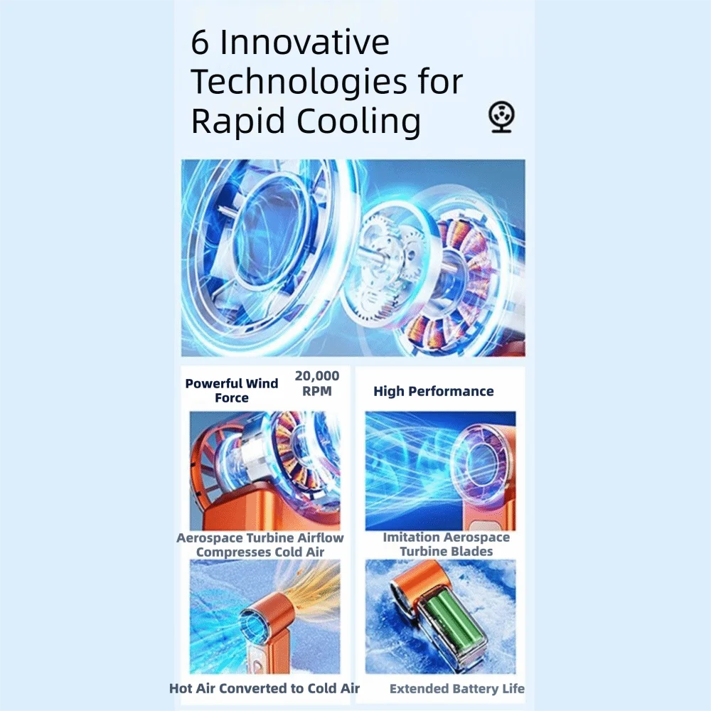Ice Blaster Turbo Fan — 199 Speed Handheld Cooling Fan